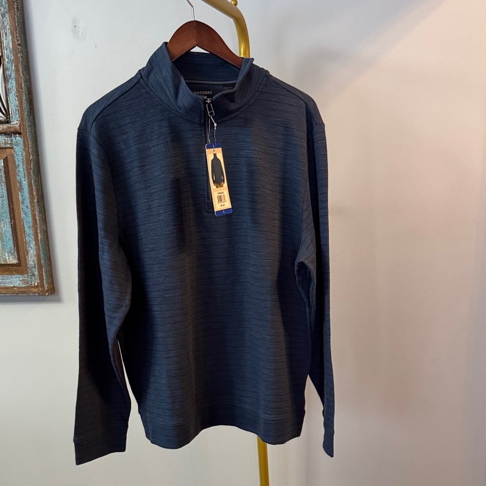 Dockers Blue quarter zip Pullover sweatshirt sweater NWT L